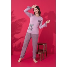 Farya Home Dreamy Pamuklu Uzun Kollu Leopar Desenli Kadın Pijama Takımı