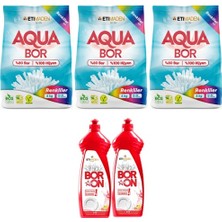Boron Aquabor (Boron) Toz Çamaşır Deterjanı 4kg X3 Renkliler + Boron Elde Bulaşık X2