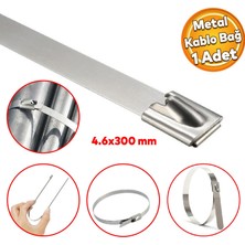 Badem10 Cırt Kelepçe Metal Paslanmaz Çelik Kablo Zip Bağı Çok Amaçlı Bağlama 4.6X300 1 Adet