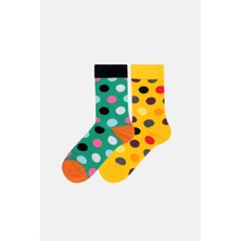 Cozzy Socks Unisex 2'li Renkli Puantiyeli Soket Çorap