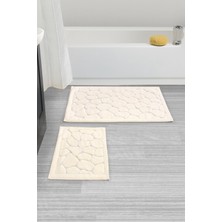Madame Clean  Cotton  Eco Taş Desen 2 Li Paspas Krem
