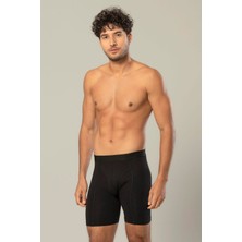 Erdem Siyah Pamuk Elastan Uzun Boxer 1416