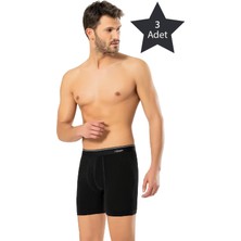 Erdem İç Giyim Erdem 3'lü Siyah Pamuk Elastan Uzun Boxer 1470