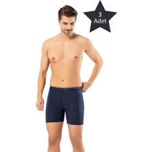 Erdem İç Giyim Erdem 3'lü Lacivert Pamuk Elastan Uzun Boxer 1470