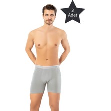 Erdem İç Giyim Erdem 3'lü Gri Pamuk Elastan Uzun Boxer 1470