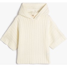 Koton Kapşonlu Panço Kısa Kollu Örgü Detaylı