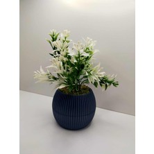Ddtrend Mini Saksıda Yeşil Beyaz Yapay Bitki Garnitür Taş Yosunlu 17 cm Dekoratif Banyo Mutfak Masa Çiçeği