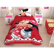 Taç Lisanslı Minnie Lovely Glitter Tek Kişilik Nevresim Takımı