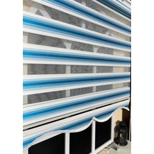 Storburada Zebra Stor Plise Renk Geçişli Turkuaz Mavi ST 051