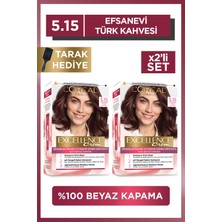 L'Oréal Paris 2'li Excellence Creme Saç Boyası - 5.15  Efsanevi Türk Kahvesi Excellence Tarak Armağan