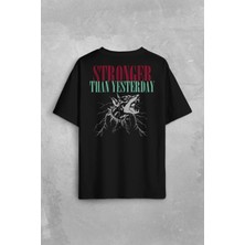 Kendim Seçtim Stronger Than Yesterday Dünden Daha Güçlü Dog Typo Köpek Sırt Ön Baskılı Oversize Tişört T-Shirt