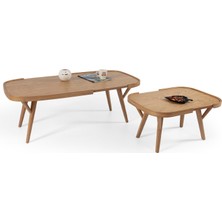 Eymense Butterfly Meşe Yan Sehpalı Ikili Orta Sehpa