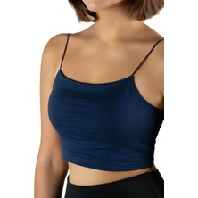 Terapi Men Kadın Lacivert İp Askılı Crop Top Büstiyer Bluz Atlet 23K-TRP-CRP01