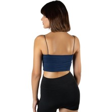 Terapi Men Kadın Lacivert İp Askılı Crop Top Büstiyer Bluz Atlet 23K-TRP-CRP01