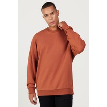 Altınyıldız Classics Erkek Açık Kahve Oversize Bol Kesim 3 Iplik Bisiklet Yaka Pamuklu Sweatshirt