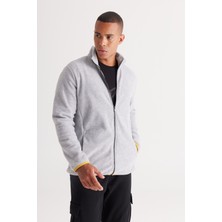 Altınyıldız Classics Erkek Gri Melanj Standart Fit Normal Kesim Soğuk Geçirmez Dik Yaka Polar Sweatshirt Ceket