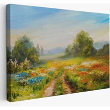 Doğal Tercih Çiçek Tarlası Yağlıboya Görünümlü Duvar TABLOSU-1203