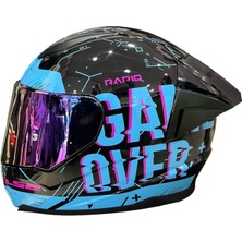 Ls2 Rapıd Player Siyah-Mavi Kask (Gökkuşağı Cam+Şeffaf Cam+Spoıler)