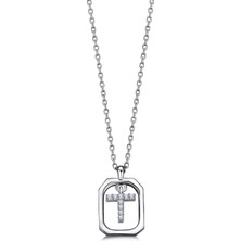 Gimora Frame Taşlı T Harfi Gümüş Kolye