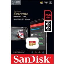 Sandisk Extreme 256GB 190/130MB/S Microsdxc A2 V30 Aksiyon Kamera Drone Hafıza Kartı SDSQXAV-256G-GN6MN