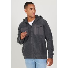 Altınyıldız Classics Erkek Antrasit-melanj Standart Fit Normal Kesim Kapüşonlu Polar Sweatshirt Ceket