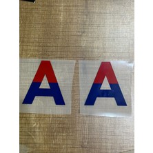 Gönülden Tasarım 8x8 cm 2 Adet Ütü Ile Yapışan Mavi Kırmızı A Harfi Transfer Baskı Arma