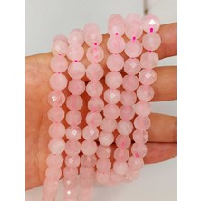 Pembe Kuvars Taşı Faset Kesim Dizi 8mm (42560)