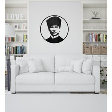 İglii Atatürk Portre Siyah Duvar Metal Tablo, Ev Ofis Tablosu, Atatürk Tablosu