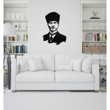 İglii Atatürk Siyah Duvar Metal Tablo, Ev Ofis Tablosu, Atatürk Tablosu