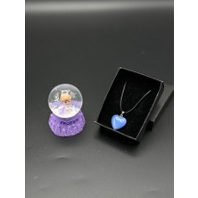 Mirabella Gift Frozen Temalı Işıklı Kar Küresi Mini Boy ve Doğaltaş Kolye Doğum Günü Hediye Kutusu