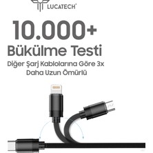Lucatech Lightning Hızlı Şarj ve Data Kablosu 1 mt Örgü Tip Kırılmaz Kablo