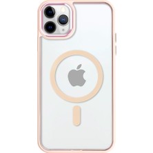 Casen iPhone 11 Pro Max Lüks Magsafe Kablosuz Şarj Mıknatıslı Pembe Renkli Kılıf