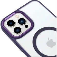 Casen iPhone 14 Pro Max Lüks Magsafe Kablosuz Şarj Mıknatıslı Mor Renkli Kılıf