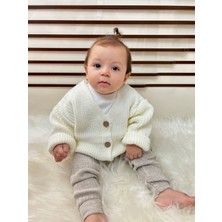 Meriç Bebe Selanik Örgüsü Triko Ahşap Düğmeli Oversize Basic Model Hırka