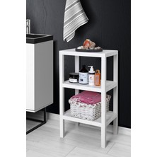 Bath 3 Katlı Düzenleyici Plastik Raf Ünitesi Banyo Rafı Kozmetik Rafı Mutfak Rafı Çiçeklik Beyaz