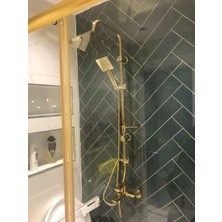 İsaoğlu Gold Duş Seti Gold Tepe Yağmurlama Sistemi Alt Banyo Armatür Dahil Komple Set Altın Duş Başlığı