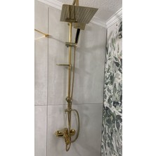 İsaoğlu Gold Duş Seti Gold Tepe Yağmurlama Sistemi Alt Banyo Armatür Dahil Komple Set Altın Duş Başlığı