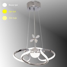 TT Aydınlatma TT307-1TPL-30-KR Tt Aydınlatma Helezon Modeli Krom Kaplama Tek Toplu 3 Renk Modüllü Ledli Avize