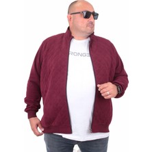 Moc Grande Fermuarlı Hırka Mürdüm Renkli Büyük Beden Diamond 23281 Uzun Kol %50 Pamuk %50 Poly