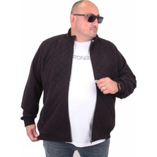 Moc Grande Mocgrande Büyük Beden Fermuarlı Hırka Diamond 23281 Sıyah