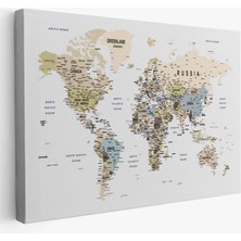 Doğal Tercih Dünya Haritası Dekoratif Kanvas Tablo Son Derece Detaylı ve Eğitici 1584