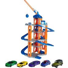 Majorette Motor Lift Center + 5 Cars