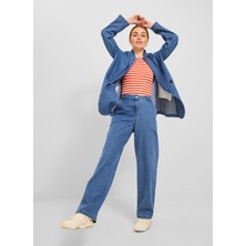 Jjxx Yüksek Bel Geniş Paça Loose Fit Mavi Kadın Denim Pantolon Jxmary Mw Denım Pant Yk Dnm