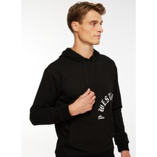 People By Fabrika Kapüşon Yaka Baskılı Siyah Erkek Sweatshırt Spbf3Wm-Swt5018