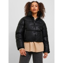 Jjxx Siyah Kadın Mont Jxbreezy Faux Leather Short Jkt Otw