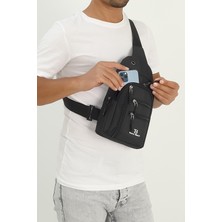 Tonny Black  Kulaklık USB Çıkışlı Çok Fonksiyonlu Çanta Çapraz Askılı Günlük ve Çok Gözlü Bölmeli Free Body Bag Spor Göğüs Bel ve Omuz Çantası Bodybag 079