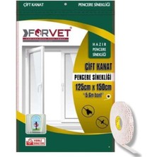 Forvet Çift Kanat Cırtlı Sineklik Pencere Seti 125X150 cm + 5.6 Metre Bant Hediyeli