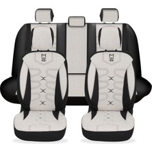 Minderland Fa Serisi - Toyota Yaris ile Uyumlu Koltuk Kılıfı, Keten / Kemik Beyazı Melanj