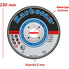 Badem10 Karbosan Metal Kesici Taş Disk Taşlama Spiral Demir Kesme Diski 230X3.0X22.23 mm