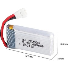 DNR Bilişim 3.7 V 400MAH Lipo -Li-Ion Pil Dron Pil Iki Pin Beyaz Soket Soket / Rc Quadcopter /rc Dronlar Için